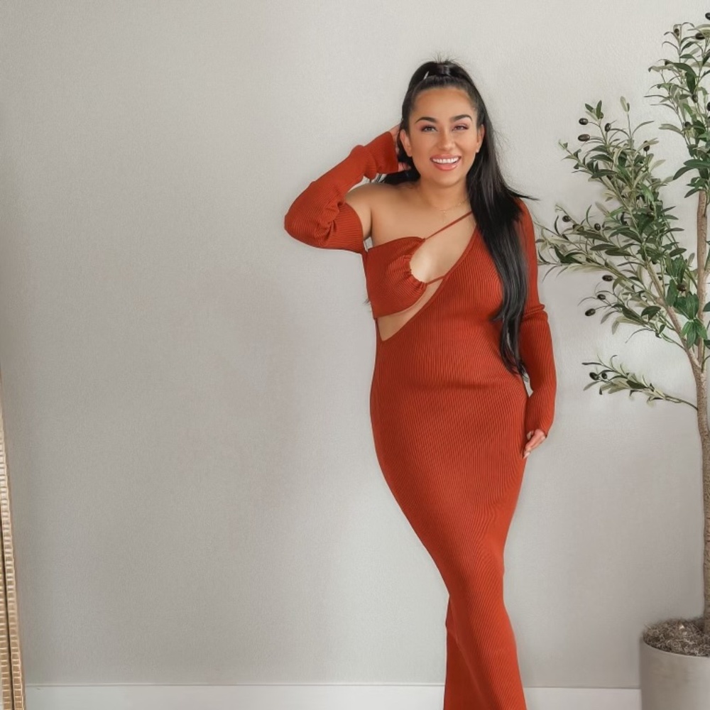 Ribbed long sleeve ribbed maxi
